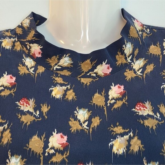 Pendleton Womens L Silk Blue Floral Roses Blouse Fairy Feminine Bloomcore Party - Picture 4 of 14